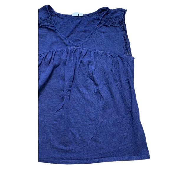 GAP Lace Trim Tank Top With V Cut Navy Blue Size Medium - Picture 5 of 9